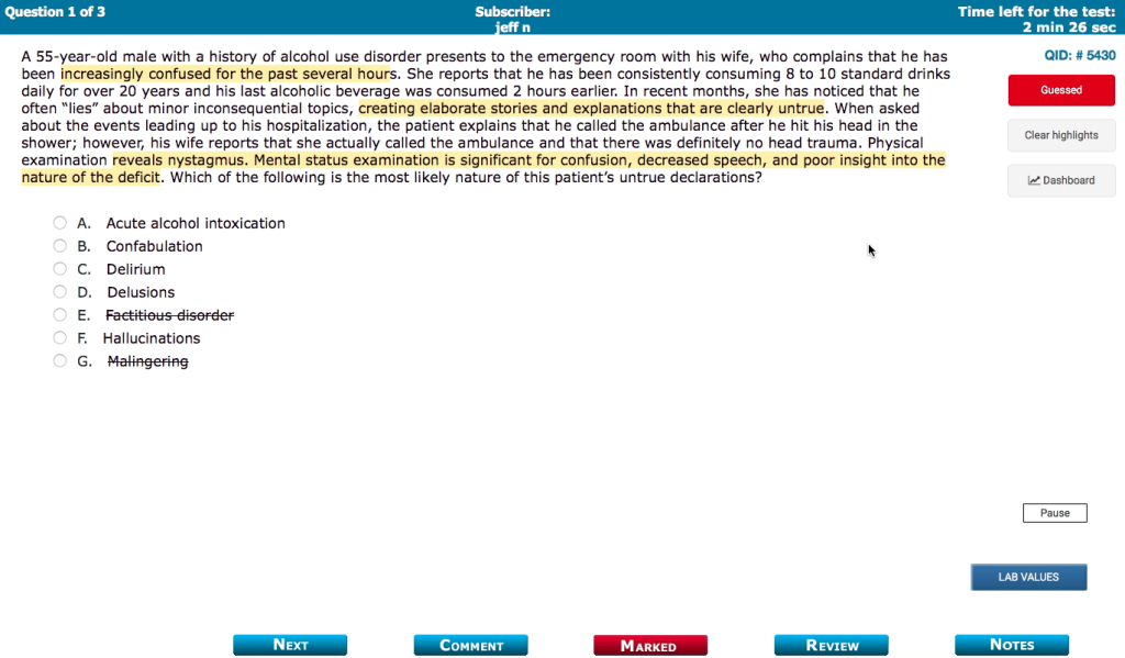 COMLEX and COMAT question layout